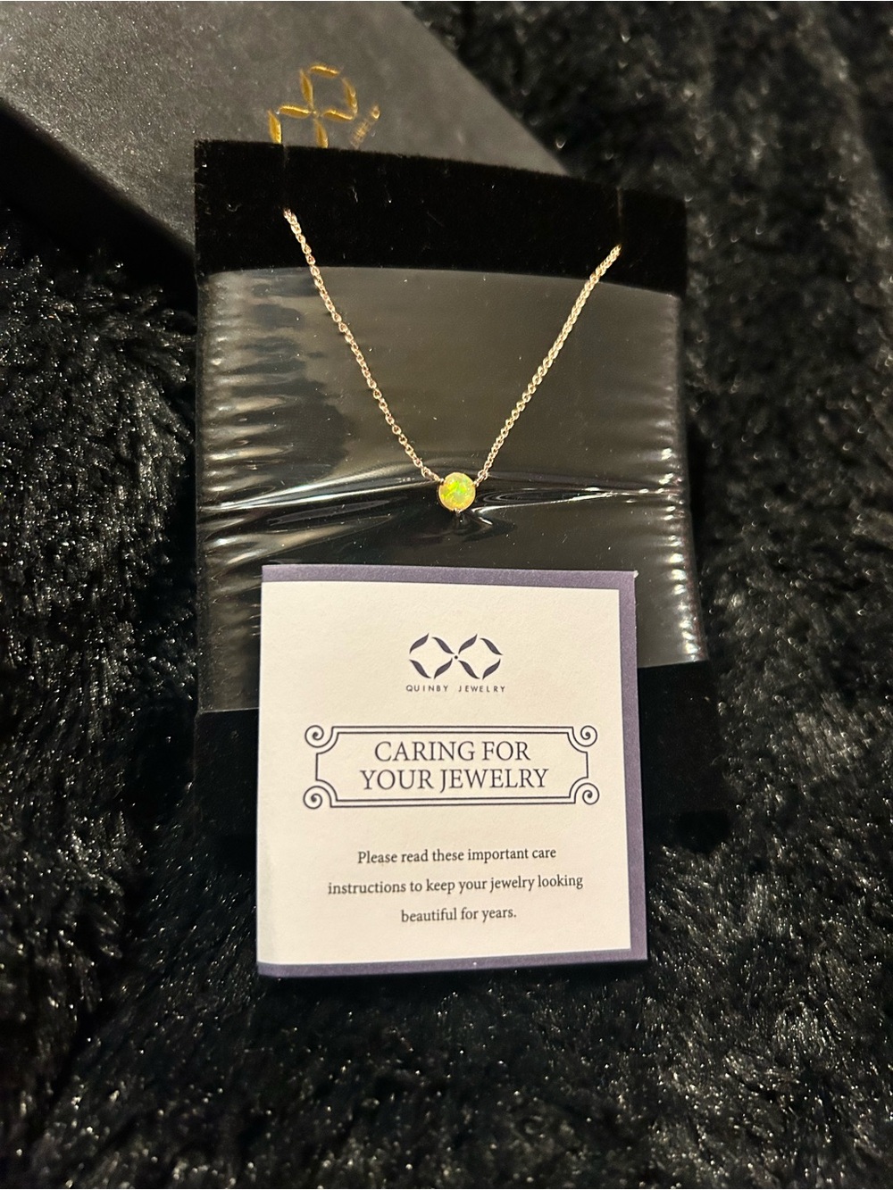 Delicate Gold Necklace with Green Opal Pendant by